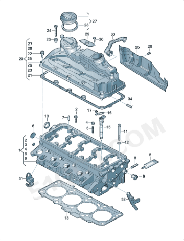 beetle-tiguan-q5-diesel-cylinder-head-03l103351j