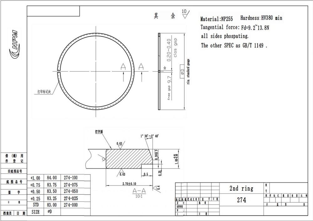 Benz-274--anillo de pistón-2740300017-2