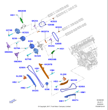 Ford Mustang 5.0L Steuerkettensatz BR3Z6B274A
